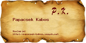 Papacsek Kabos névjegykártya